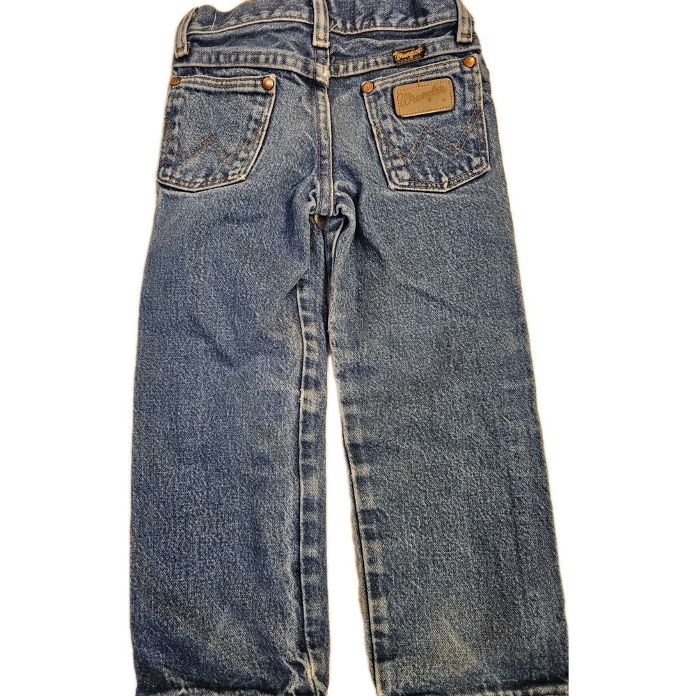 Wrangler Boys Blue Jeans Size 4 Regular Adjustable Waist Denim Broke In - Picture 5 of 5